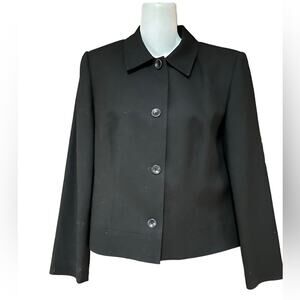 Talbots Women's Petite 8 - 100% Wool Black 4 Button jacket.